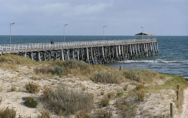 Grange jetty from the dunes, beside the cafe