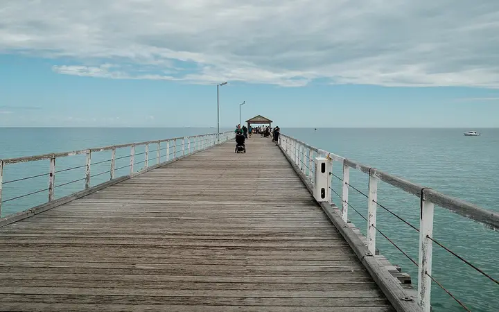 Walking out along Semaphore Jetty