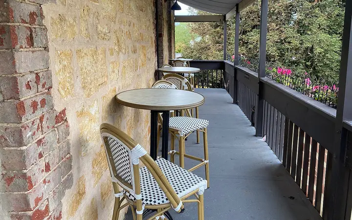 The balcony at the Uraidla Hotel