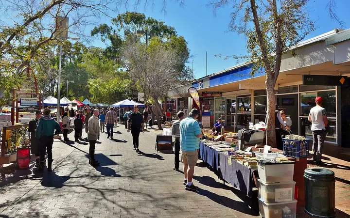 Stalls along the Todd Mall on market day