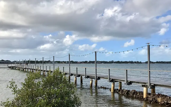 The Pumicestone Passage at Sandstone Point, where the boats leave from