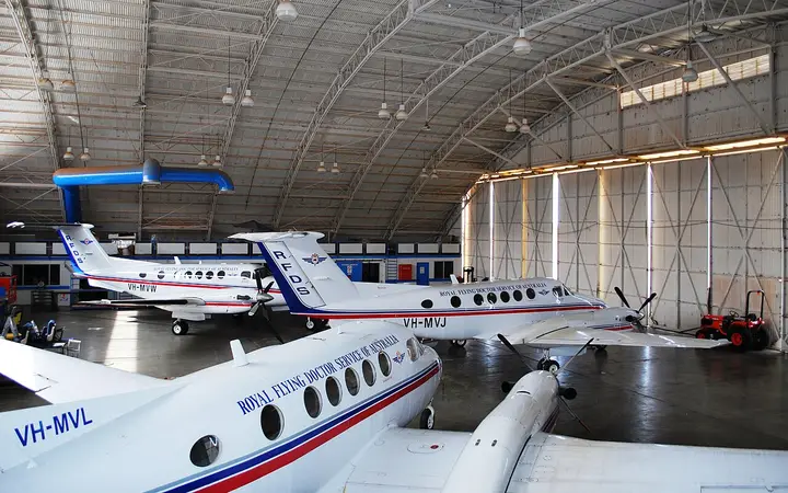 Flying Doctor aircraft in the Broken Hill hangar, 2009
