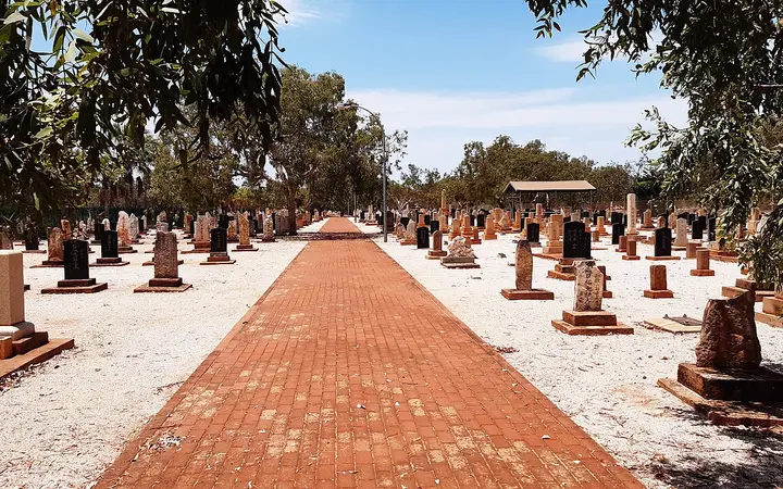 Rows of headstones at the Japanese Cemetery