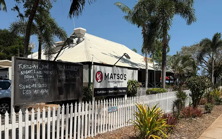 Matso's Broome Brewery, with the jam night board out front