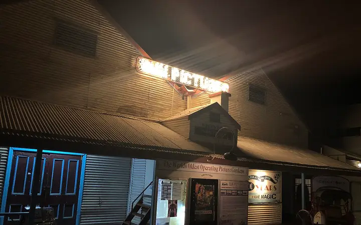 Sun Pictures on Carnarvon Street after dark