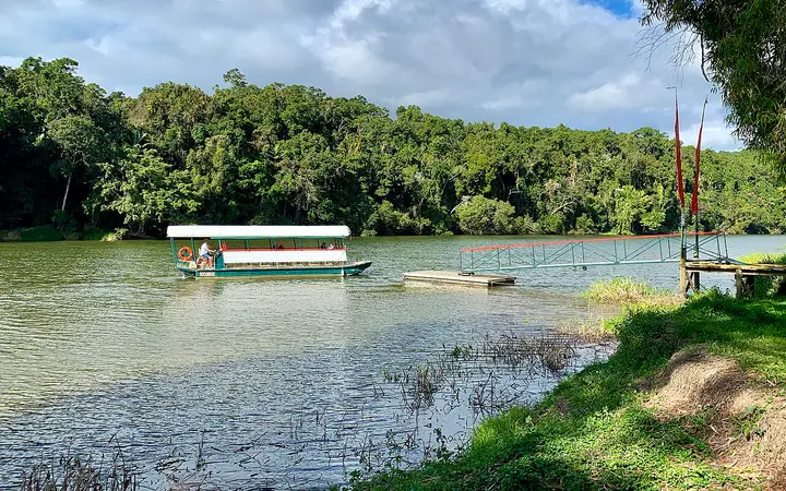 The riverboat at its jetty on the Barron River