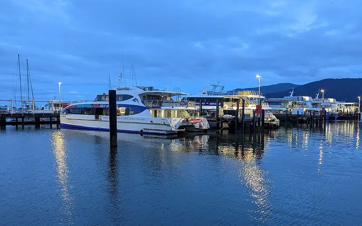 Trinity Inlet at dusk, beside the Harbour Lights boardwalk