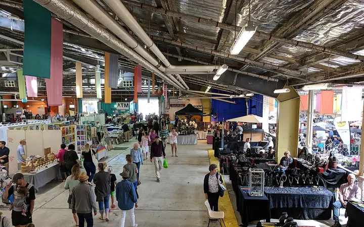 Stalls inside the Old Bus Depot Markets, Kingston