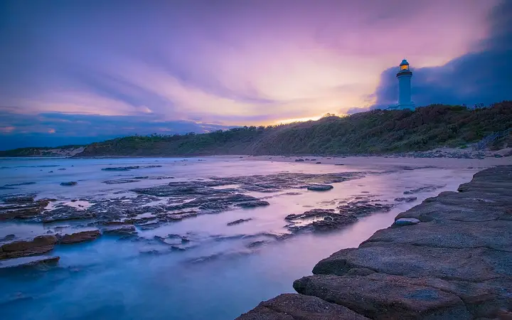 Norah Head Lighthouse at dusk