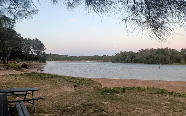 Boambee Creek at dusk, where the evening paddle starts