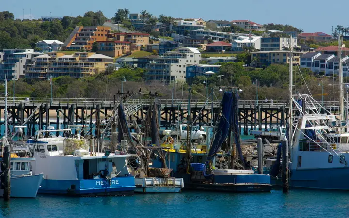 The fishing fleet in the harbour beside the Co-op