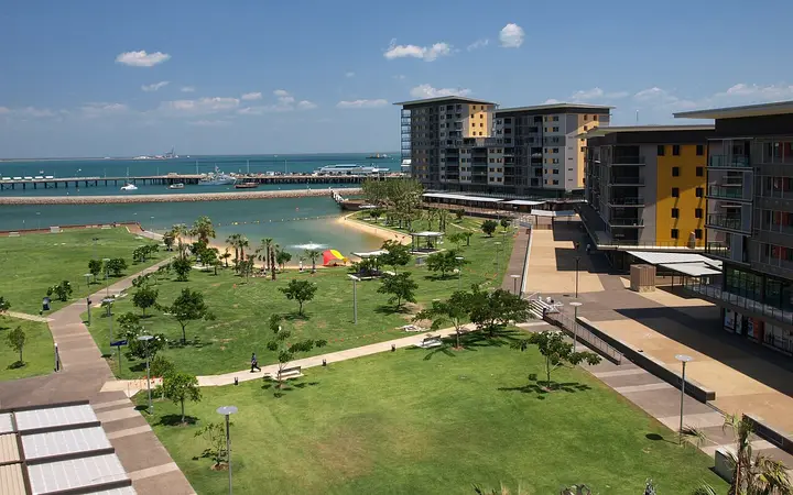 The Waterfront's croc-safe beach and lagoon