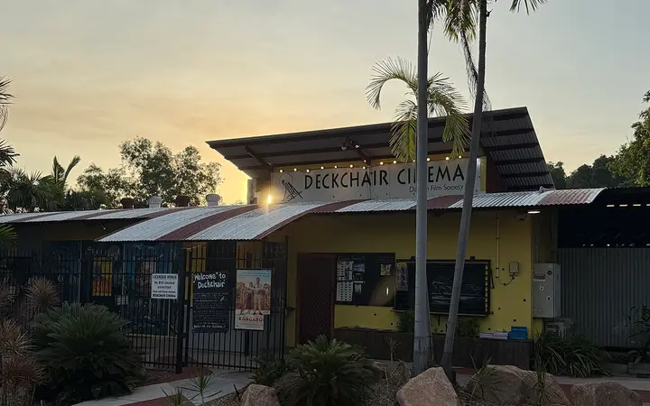 Deckchair Cinema at sunset