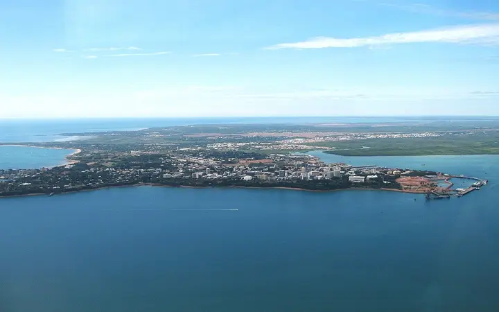 Darwin from the air, the kind of view the flight gives