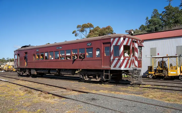 A vintage rail motor at Daylesford station