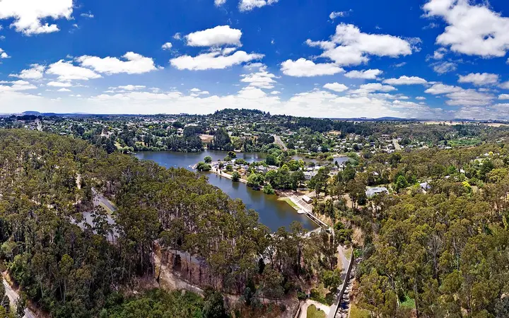 Lake Daylesford from above, the lake the Lake House spa looks out on