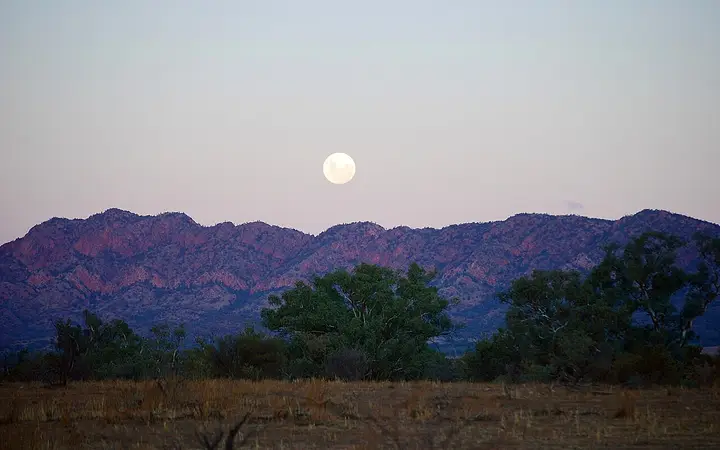 Moonrise over the Chace Range at sunset