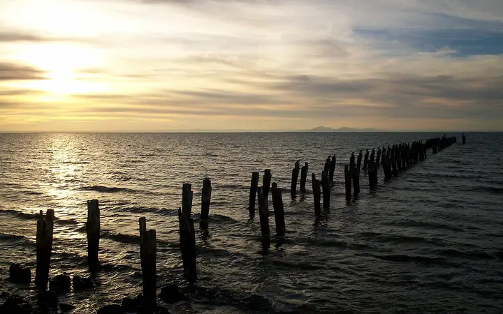 The old Clifton Springs pier at sunset