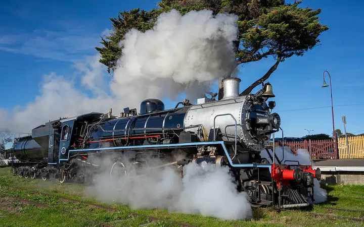 A Bellarine Railway steam engine at Queenscliff