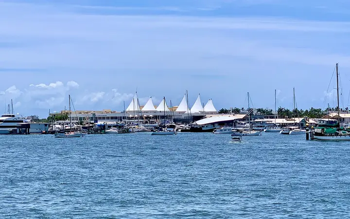 Marina Mirage from the Broadwater, where Holy Ship's trawlers are moored