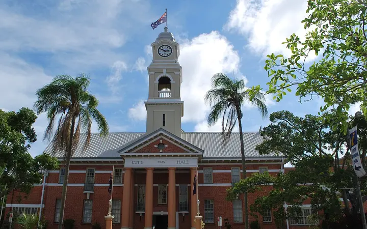 Maryborough City Hall, where the Time Cannon fires on the green