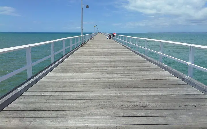 Out along the deck of Urangan Pier