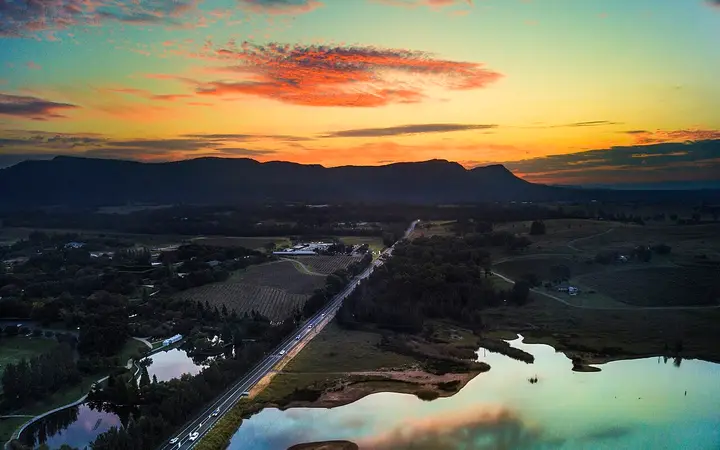Sunset over Broke Road near Roche Estate
