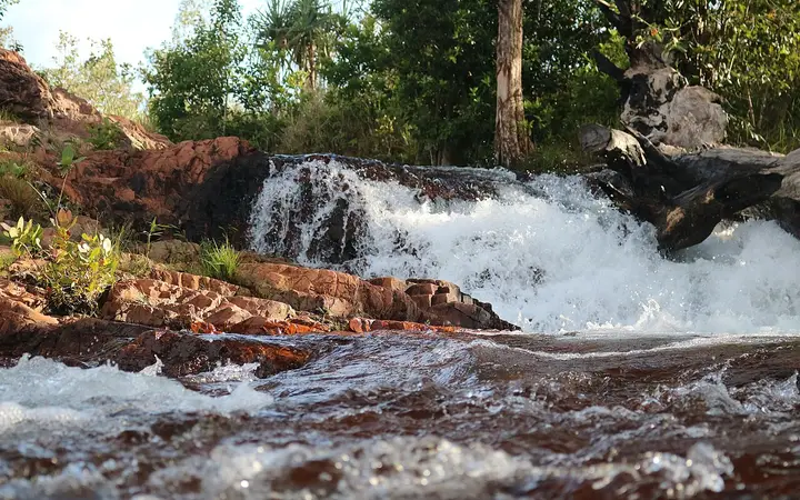Water rushing through the rock holes at Buley