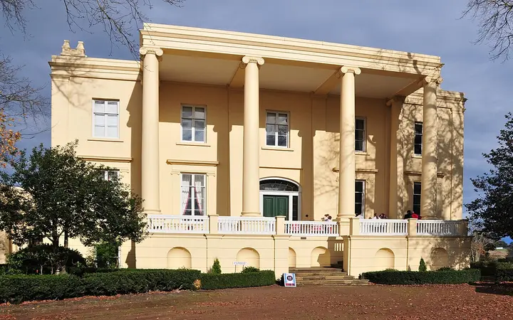 Clarendon's columned portico
