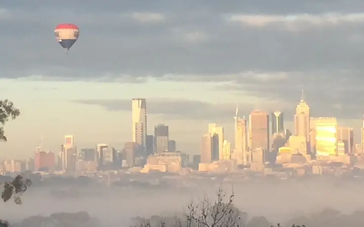 A sunrise balloon over Melbourne