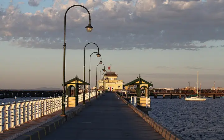 St Kilda Pier at dusk, the breakwater where the penguins nest