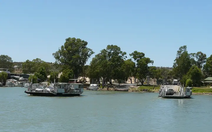 The Mannum ferries, beside Arnold Park where the tour meets
