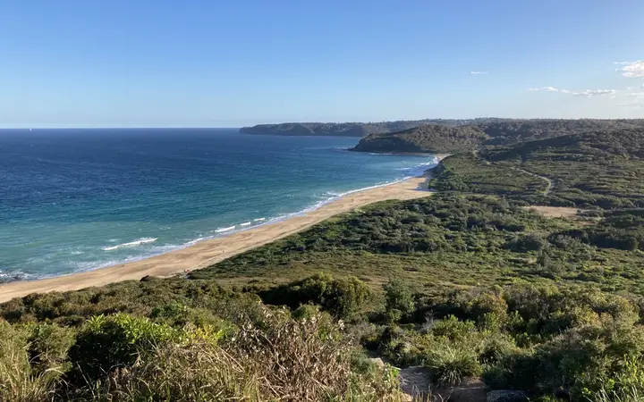Burwood Beach from the clifftops above