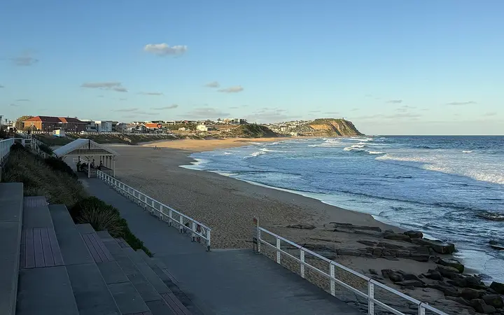 Merewether Beach at golden hour, below the Surfhouse