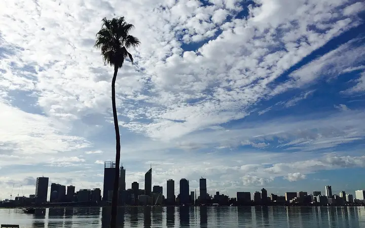 The city across the Swan from the South Perth foreshore