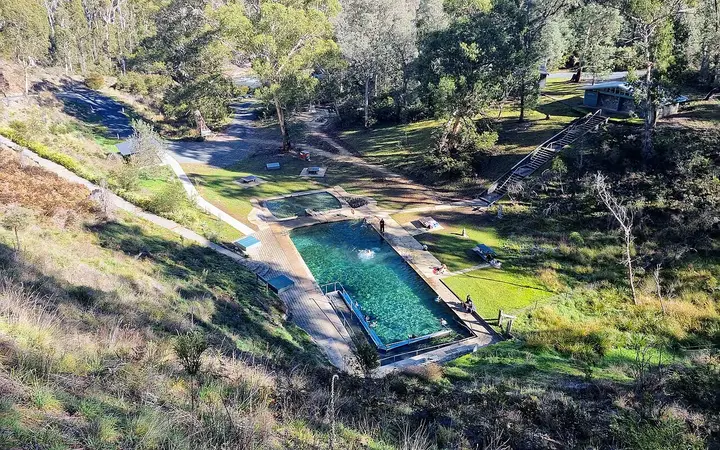 The Yarrangobilly thermal pool from the track down
