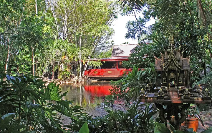 The Spirit House restaurant across its garden lagoon
