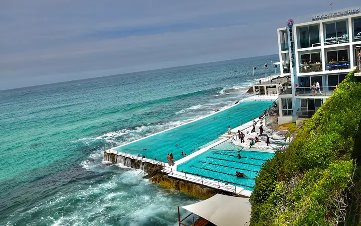 The Bondi Icebergs building above its ocean pool
