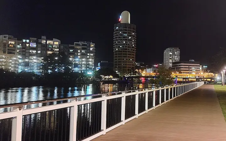 The waterfront boardwalk at night, a short walk from Rambutan