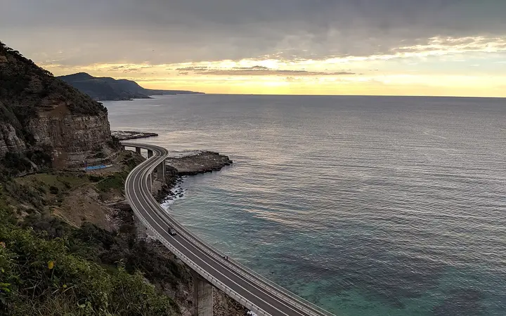 The Sea Cliff Bridge from above