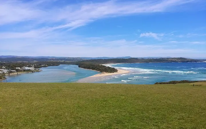 The Minnamurra River mouth from the headland where the walk begins