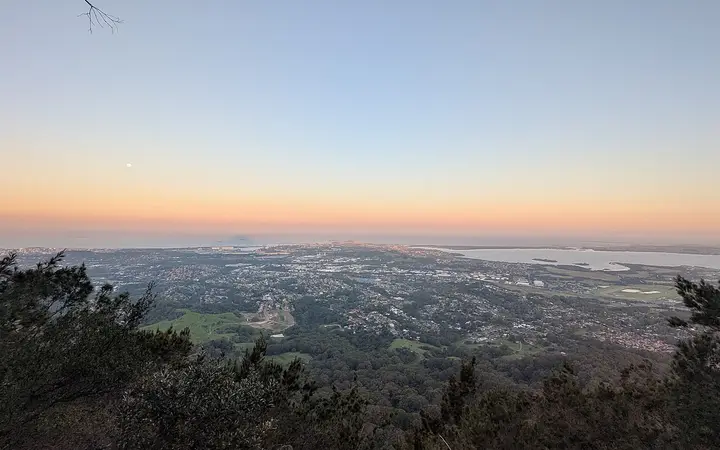 Looking east from Mount Kembla at sunset