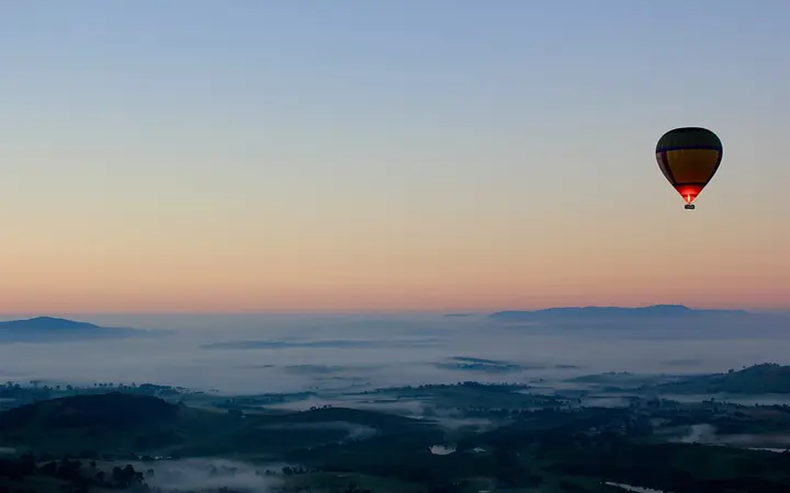 A sunrise balloon over the Yarra Valley