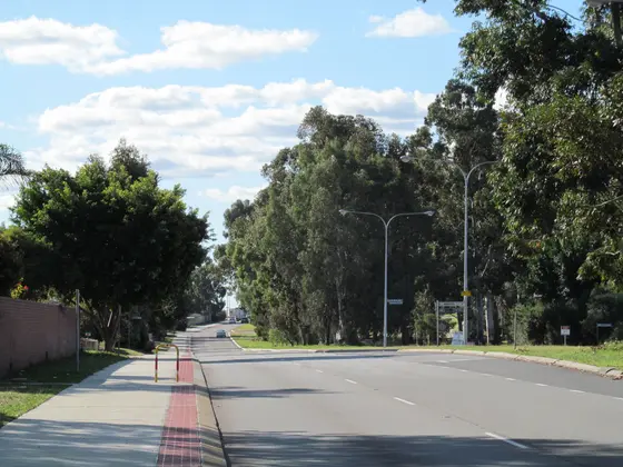Alexander Drive looking north from near Illawarra Crescent (N), Alexander Heights, Western Australia.