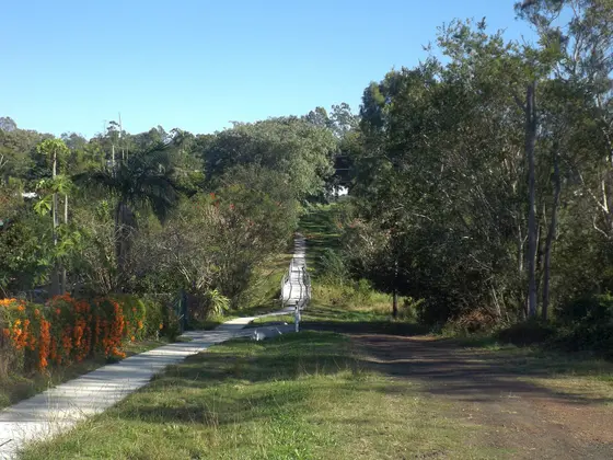 Photo of pedestrian path along Jones Road at Bellbird Park in City of Ipswich, Queensland, Australia.