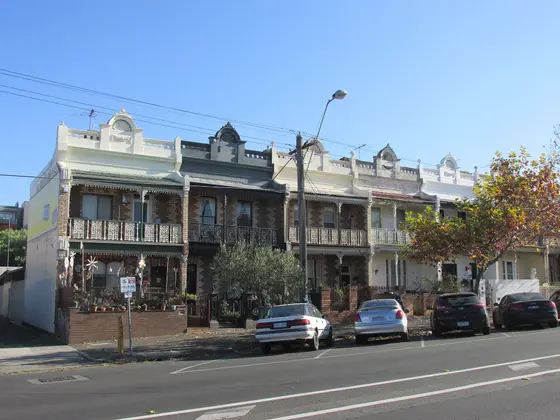 Terraced houses at 57-71 Napier Street, Essendon, Victoria.