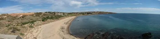Panorama of Halett Cove, SA, Australia including Hallett Cove beach and conservation park.