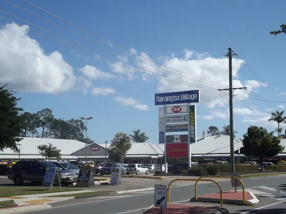A photo of the suburb of Narangba showing the Narangba Village Shopping Centre on the south side of the town.