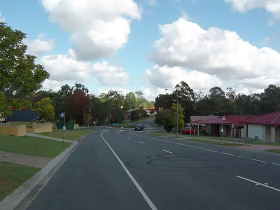 Photo of homes and Lamberth Road at Regents Park, City of Logan, Queensland, Australia.