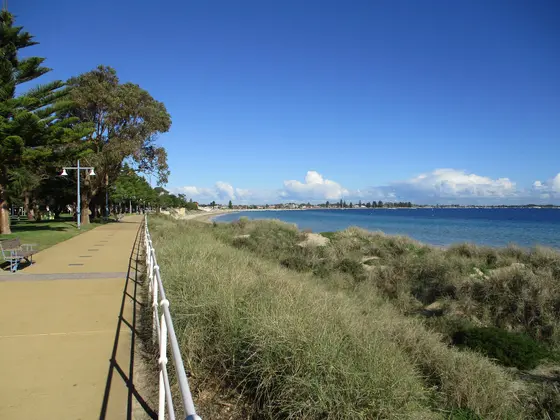 The Foreshore at Rockingham, Western Australia, looking south from Bell Park.